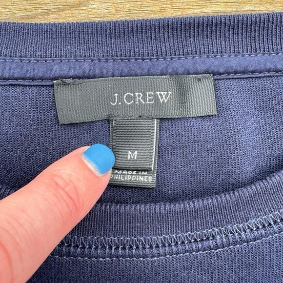 J.Crew size M Ribbon Tie Bell Sleeve Crewneck Sweatshirt - Navy - Picture 10 of 12